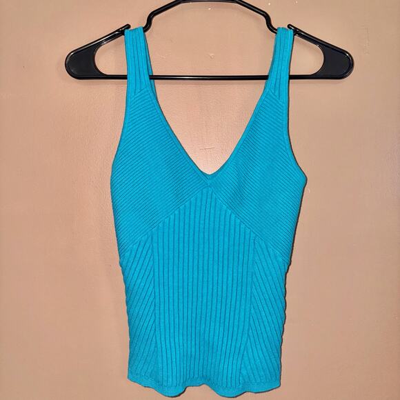 INC International Concepts Women's Ribbed Tank Top Turquoise Blue - Size Small - Picture 1 of 8